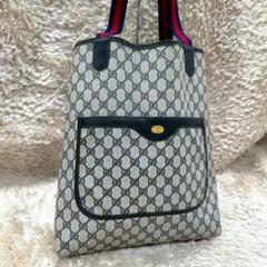 【美品】GUCCI トートバッグ PVCレザー GGスプリーム シェリーライン GUCCI】トートバッグ シェリーライン GGスプリーム ブラウン A4