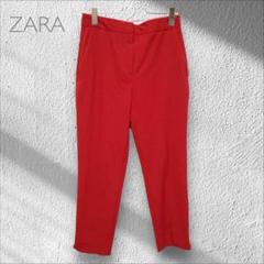 ZARA ストレートパンツ 赤 シンプル美シルエット Mサイズ