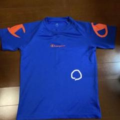 Champion 青色 シャツ オレンジロゴ160センチ