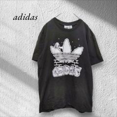 アディダス グラフィックTシャツ【S】黒 ブラック 半袖 ロゴ 綿100%
