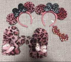 【美品】レオパードミニーちゃんカチューシャ2個&手袋&サングラスセット