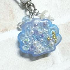 シャカシャカキーホルダー シェイカー ハンドメイド レジン 海 貝 シェル 夏