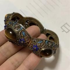アンティーク 銀 瑪瑙 ブレスレット 銀細工(205) SILVER 銀線細工 中国七宝 緑石 ブレスレット - メルカリ