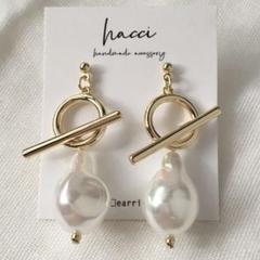 #375 樹脂ドロップパール　マンテル　ピアス/イヤリング変更可　ハンドメイド