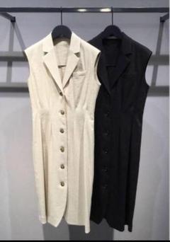 【絶品】 リネン セオリーリュクス 麻 ベスト ブラック ワンピース ジレ トップス