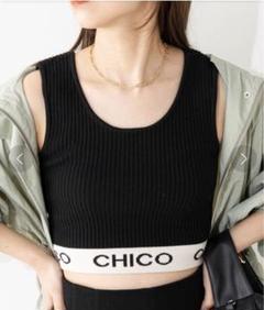 CHICO 裾ロゴクロップドタンクトップ レディース 黒