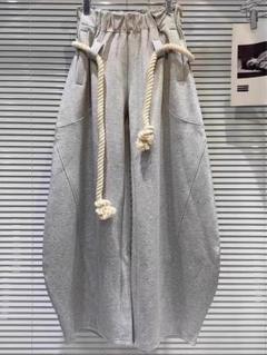 Y2K ワイドシルエット　デザインスウェットパンツ　ロープベルト　グランジ5