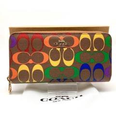 COACH長財布レインボーマルチカラーシグネチャーメンズ　レディースストラップ付 楽天市場】コーチ 財布 レディース COACH 長財布 レインボー