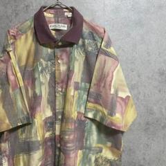 90S vintage 半袖　柄シャツ　メンズM 古着　個性派　B4