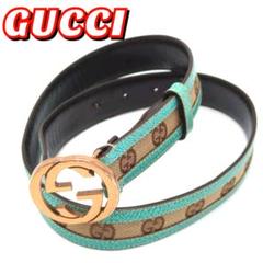 GUCCI　グッチ　ベルト　　GG　インターロッキング　青　ターコイズブルー GUCCI グッチ ベルト GG インターロッキング 青 ターコイズ