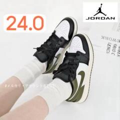 【新品24cm】NIKE｜エアジョーダン１GS｜ブラック/カーキ/ホワイト