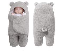 KONGZEEクマ型ベビーおくるみ グレー 吸汗性・通気性