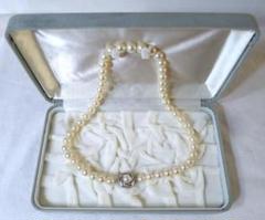 ◇【本真珠】ホワイトカラー8㎜珠44㎝ネックレス金具WG14K＋ダイヤ（箱付）◇ ◇【本真珠】ホワイトカラー8㎜珠44㎝ネックレス金具WG14K＋