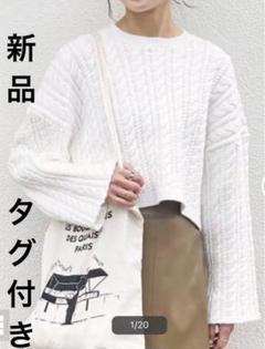 人気商品の中古品・新品・未使用品 クロップドケーブルニット スピックアンドスパン ショート丈 トップス