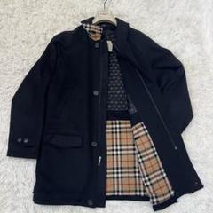 バーバリーロンドン ステンカラーコート カシミヤ混 チェック ダブルフェイス　L バーバリーロンドン ステンカラーコート カシミヤ混 チェック