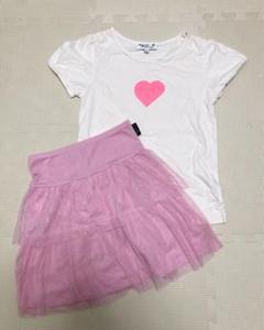 アニエスベー セットアップ 140 ハートTシャツとピンクスカート