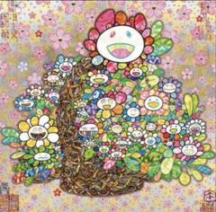 村上隆 もののけ京都 直筆サイン入りポスター \"かごに入った花束“ED300 村上隆 もののけ京都 サイン入りポスター かごに入った花束