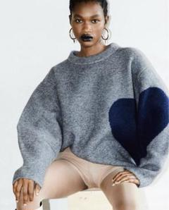 【ほぼ新品未使用】NKNITハートパターンニット pattern KNITグレー nknit ♡pattern KNIT ハートパターンニット GRAY/NAVY