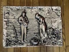 40×60cm 大作 銅板レリーフ 美術品 晩鐘 ミレー画モチーフ