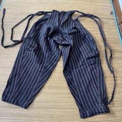昭和30年代推定 袴式モンペ 普段着 野良着 ②若い方向き黒に紅、黄色ボーダーのサムネイル