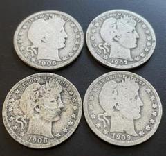 アメリカバーバ1906/1907/1908/1909年銘25セント銀貨クォーター