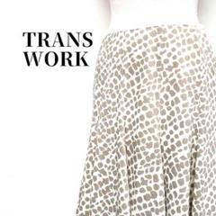 TRANS WORK アニマルドット柄 フレア ミドルスカート