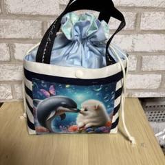可愛い♡ポメちゃんのポケット付き巾着トートバッグ