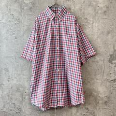 【 L.L.Bean 】 半袖　ボタンダウンシャツ　チェック柄　赤　M 綿100