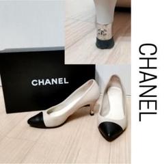 CHANEL パンプス ココマーク 定価10万 イタリア ロゴ ヒール ベージュ