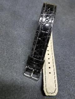 18mm 本物 クロコダイル 引通し ブラック 裏側オーストリッチ革のサムネイル