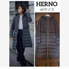 HERNO✧グレー ロングダウンコートダブルジッパー HERNO✧グレー ロングダウンコートダブルジッパー