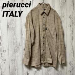 【ピエルッチイタリー】長袖シャツ　メンズ　チェック　L　Yシャツ　カジュアル