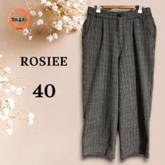 ロージー　レディース　ハウンドトゥース柄クロップドパンツ　ベージュ、茶系　40