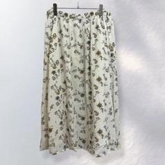 a494》サマンサモスモスブルー フレアスカート ロング 花柄 レトロ 綿 L