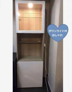 収納棚 ダウンライト 付 （ 左開き 扉 ）1点 本棚 飾り棚 収納