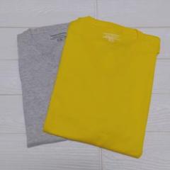 メンズTシャツ 半袖 イエロー グレー Vネック 2枚セット Lサイズ