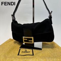 m90【美品】保存袋付　フェンディ　コットン　ブラック　マンマバケットショルダー