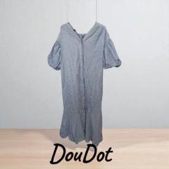 DouDouストライプ柄 半袖シャツワンピース