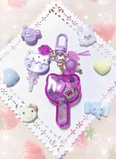 【219】紫猫　シェイカー　レジンチャーム　推し活