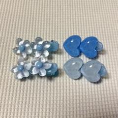 子供用　ヘアクリップ　4つセット【ブルー系】