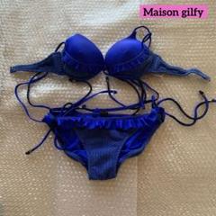 Maison gilfyフリル付き青セパレートビキニ水着 ギャル系