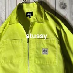 【良品 レアカラー M】ステューシー 刺繍ロゴ ワークシャツ ジャケット