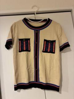 半袖 Tシャツ カットソー トップス サマーニット ボタンベージュ ピンク 春夏