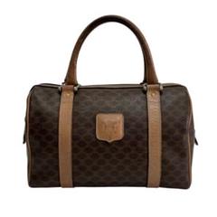 【良品】CELINE(セリーヌ)ボストンバッグ マカダム柄 カデナ×キー 茶 セリーヌ ボストンバッグ カデナ マカダム柄 トリオンフ PVC 鍵