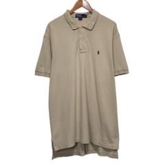 90s POLO ラルフローレン　ビンテージ半袖ポロシャツ　刺繍ロゴ　ベージュ