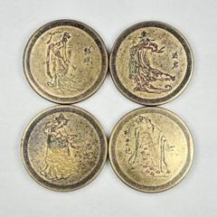 古美術 文房具 銅制 彩絵 四美人図 文鎮 席鎮 4枚 在銘 希少 古美術 文房具 銅制 彩絵 四美人図 文鎮 席鎮 4枚 在銘 希少