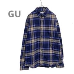 【ジーユー】GU チェックネルシャツ ネイビー✖️青✖️ベージュ　Ｍサイズ 秋冬