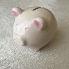 陶器製 豚の貯金箱 ピンク