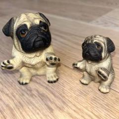 犬 置物 　パグ　親子　sandicast社　レア廃盤 紅石 動物オブジェ キャバリア(ストレッチ) QB-028K 1個（直送品