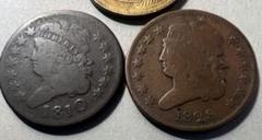 1810年1828年アメリカ合衆国クラッシックヘッドハーフセント銅貨　2枚セット 1810年1828年アメリカ合衆国クラッシックヘッドハーフセント銅貨